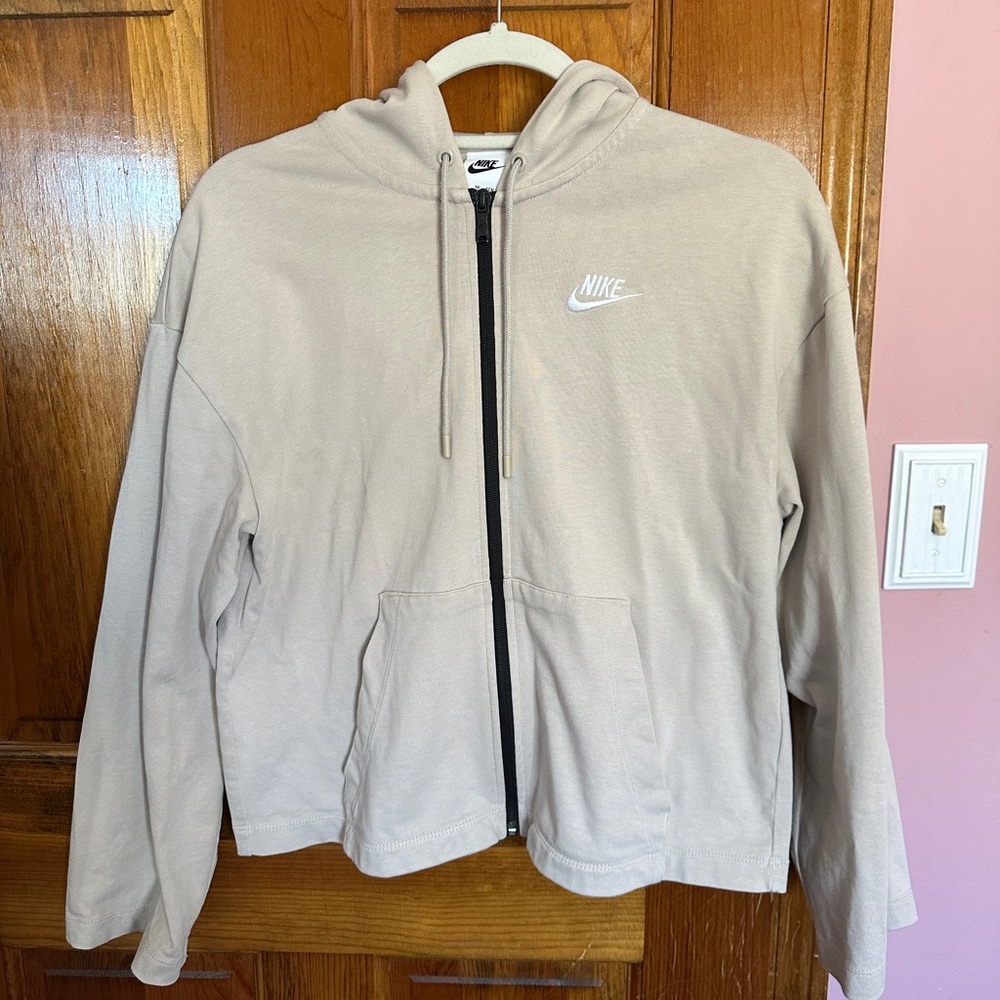 Nike Beige Zip-Up Hoodie